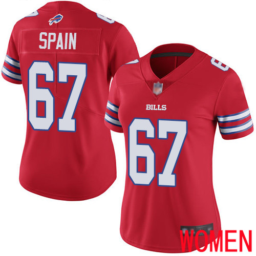 Women Buffalo Bills 67 Quinton Spain Limited Red Rush Vapor Untouchable NFL Jersey